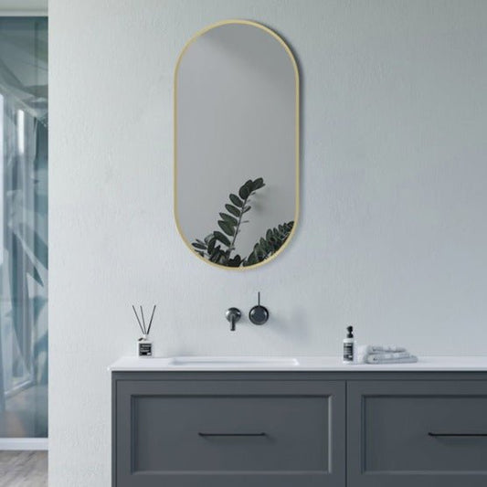 arto 800x400mm oblong mirror brushed brass, Alessio, Mirrors, Standard Bathroom Mirrors, 1