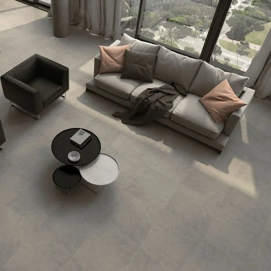 Atrium Lubeck Ceniza Tiles 600x600mm - versatile for floor, wall, and porcelain applications, featuring a sleek grey tone.