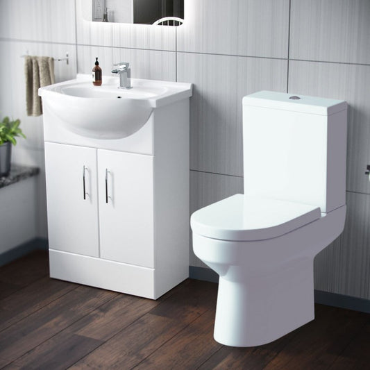 Benito 550mm Basin Vanity Unit & Toilet Pack - bathandtile