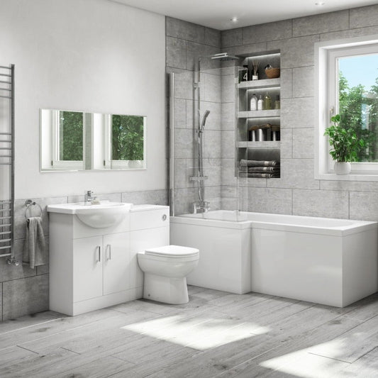 Benito Complete Shower Bath Suite 1060mm Unit - Left Hand Bath - bathandtile