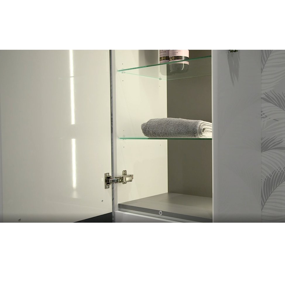 Bianca 454mm Wall Hung 2 Door Tall Unit - White Gloss - bathandtile