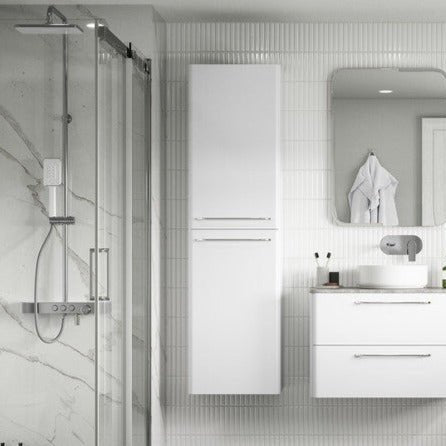 Bianca 454mm Wall Hung 2 Door Tall Unit - White Gloss - bathandtile