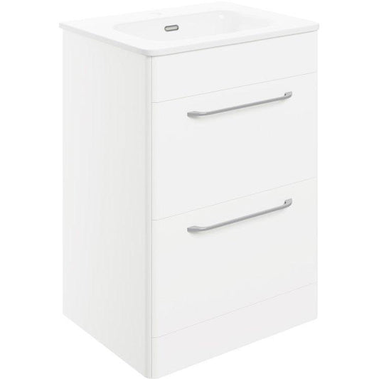 bianca 610mm 2 drawer floor unit basin white gloss, Alessio, Sink Vanity Unit, Basin Unit, 1