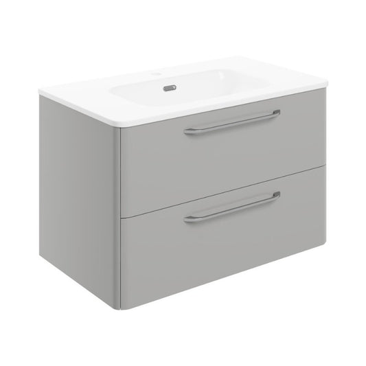 bianca 810mm 2 drawer wall unit basin grey gloss, Alessio, Wall Hung Vanity Unit, 1