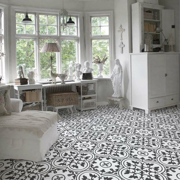 Bourton Black Pattern Tiles 450x450mm - bathandtile