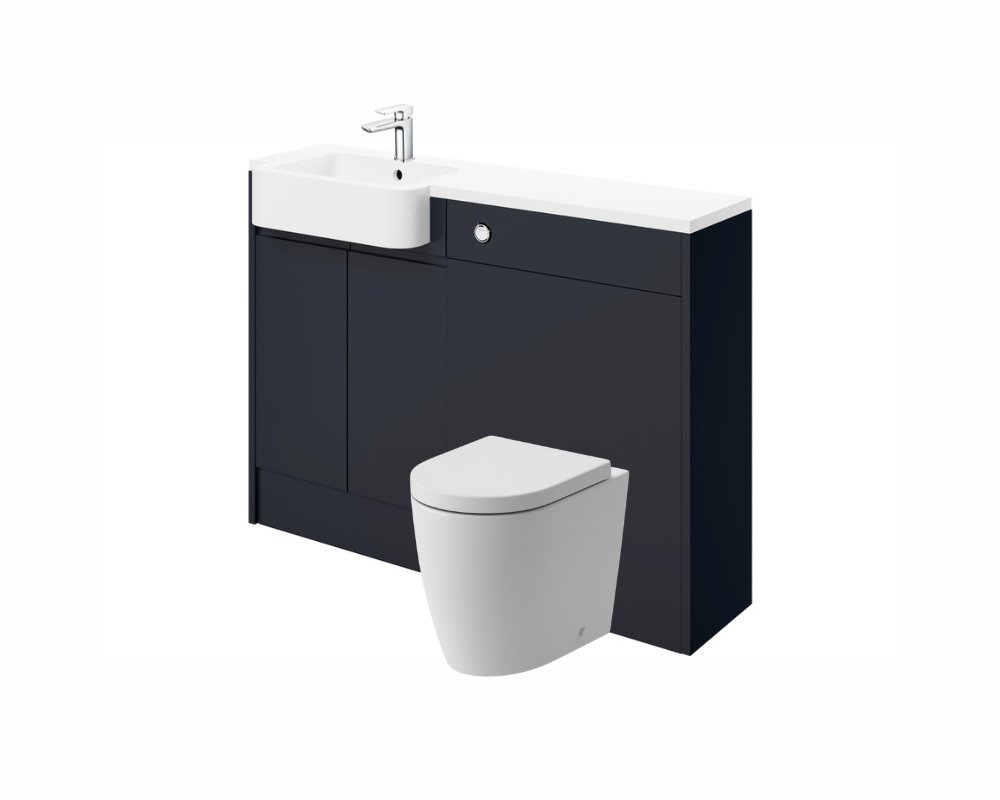 Carrie 1242mm Basin & WC Unit Pack (LH) - Matt Indigo Blue - bathandtile