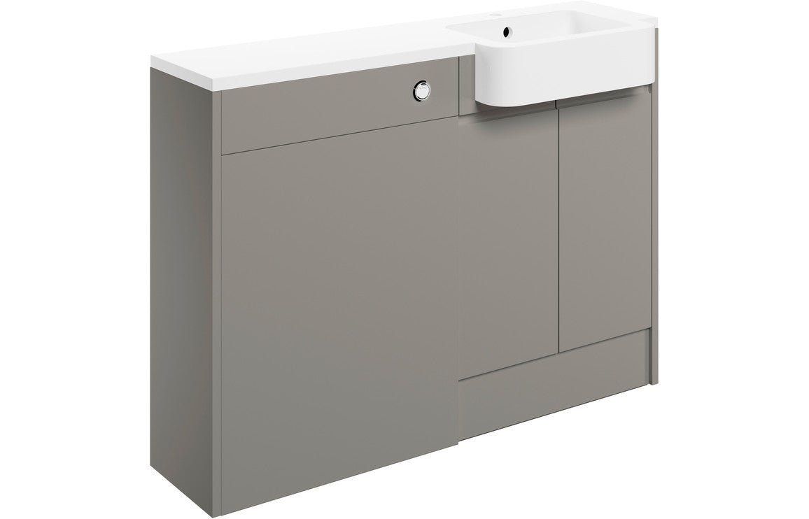 Carrie 1242mm Basin & WC Unit Pack (RH) - Pearl Grey Gloss - bathandtile