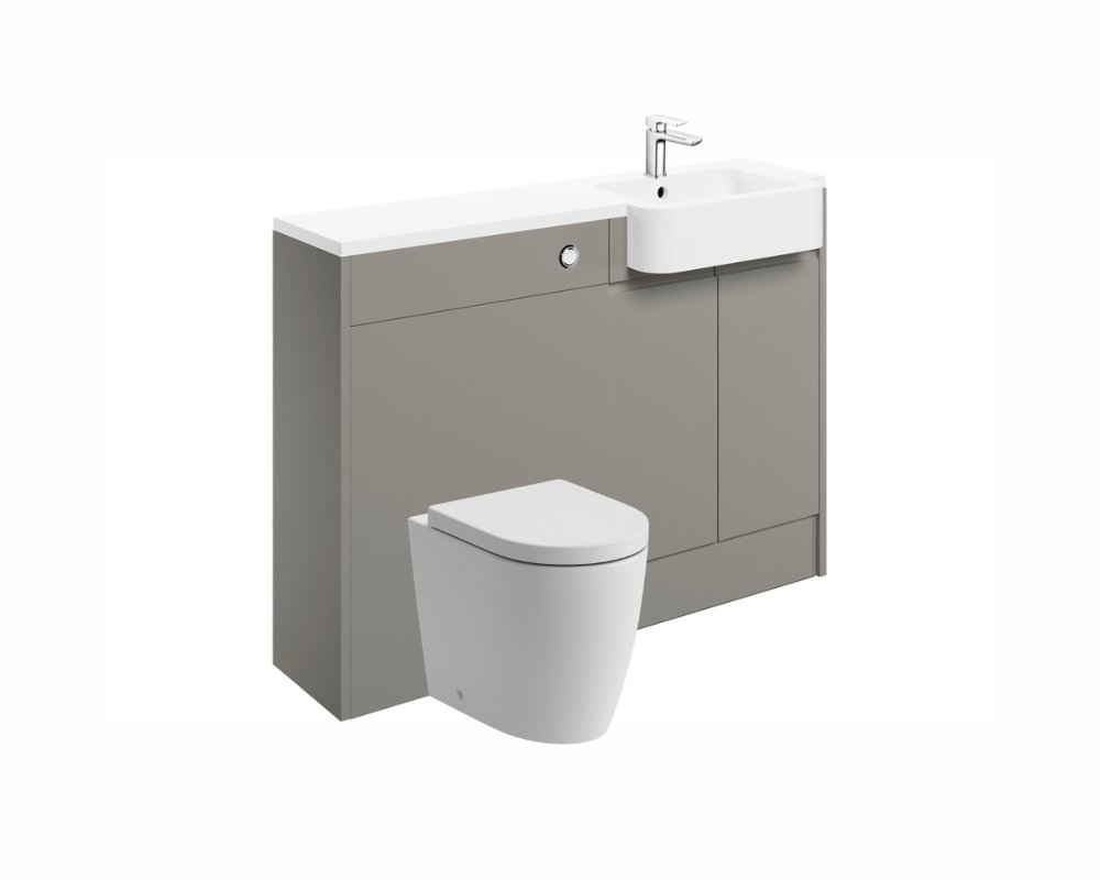 Carrie 1242mm Basin & WC Unit Pack (RH) - Pearl Grey Gloss - bathandtile