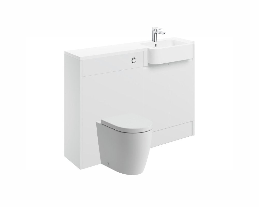Carrie 1242mm Basin & WC Unit Pack (RH) - White Gloss - bathandtile