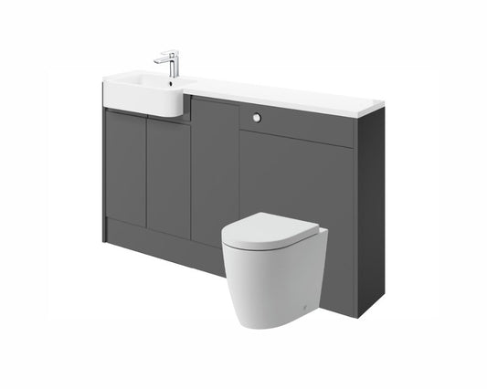Carrie 1542mm Basin WC & 1 Door Unit Pack (LH) - Onyx Grey Gloss - bathandtile
