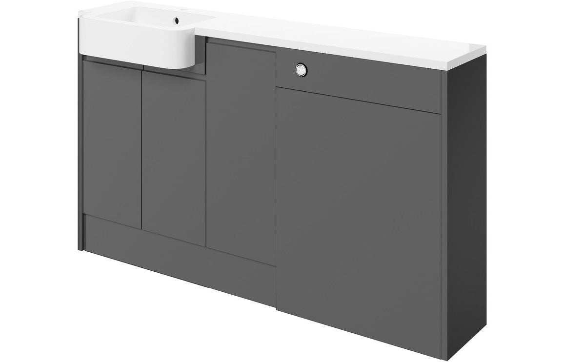 Carrie 1542mm Basin WC & 1 Door Unit Pack (LH) - Onyx Grey Gloss - bathandtile