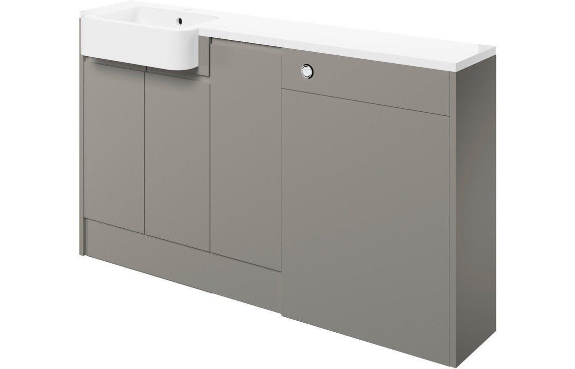 Carrie 1542mm Basin WC & 1 Door Unit Pack (LH) - Pearl Grey Gloss - bathandtile