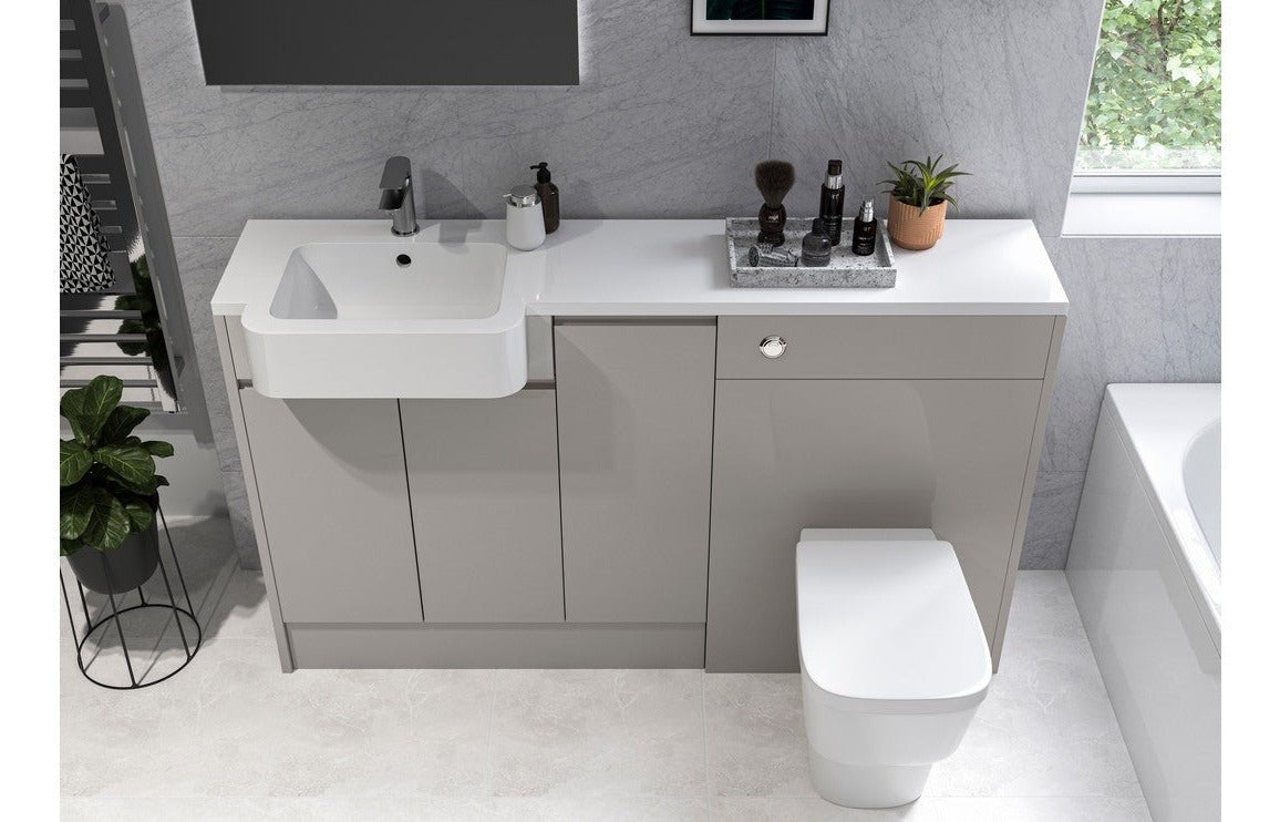 Carrie 1542mm Basin WC & 1 Door Unit Pack (LH) - Pearl Grey Gloss - bathandtile