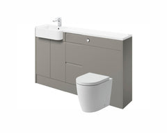 Carrie 1542mm Basin  WC & 3 Drawer Unit Pack (LH) - Pearl Grey Gloss
