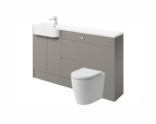 Carrie 1542mm Basin WC & 3 Drawer Unit Pack (LH) - Pearl Grey Gloss - bathandtile