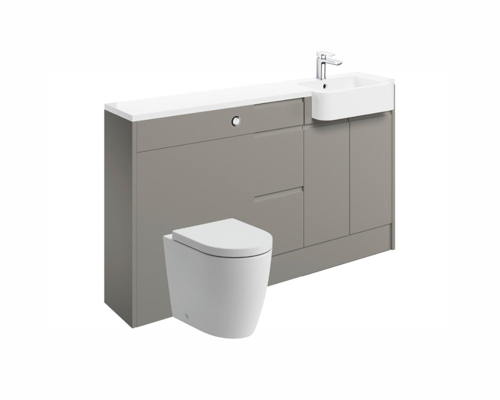 Carrie 1542mm Basin WC & 3 Drawer Unit Pack (RH) - Pearl Grey Gloss - bathandtile