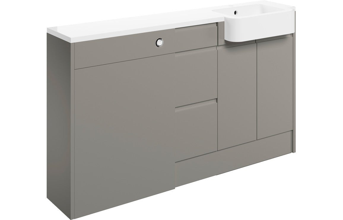 Carrie 1542mm Basin WC & 3 Drawer Unit Pack (RH) - Pearl Grey Gloss - bathandtile