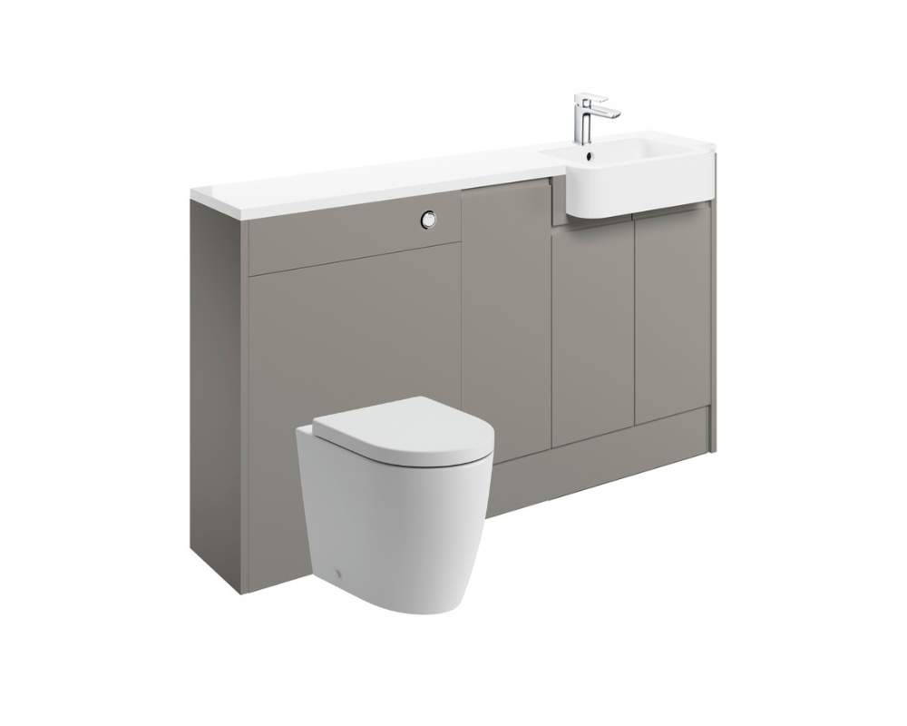 Carrie 1542mm Basin  WC & 1 Door Unit Pack (RH) - Pearl Grey Gloss