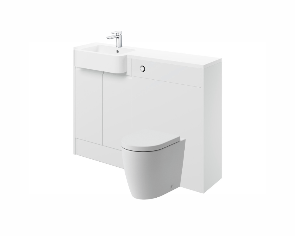 Carrie 1242mm Basin & WC Unit Pack (LH) - White Gloss