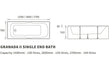 ciana single end twin grip textured base bath 1700x700x510mm 2th, Baths, Straight Baths, Alessio, 3