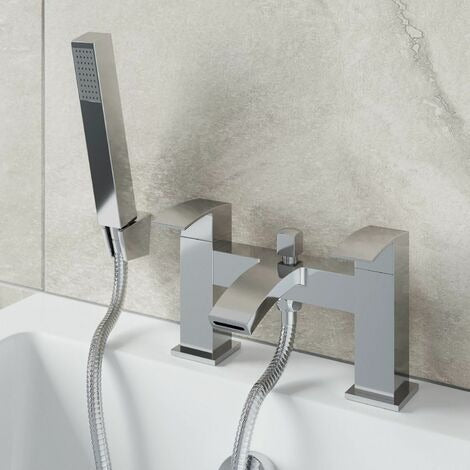 Cira Chrome Bath Filler Mixer Tap with Shower Kit - bathandtile