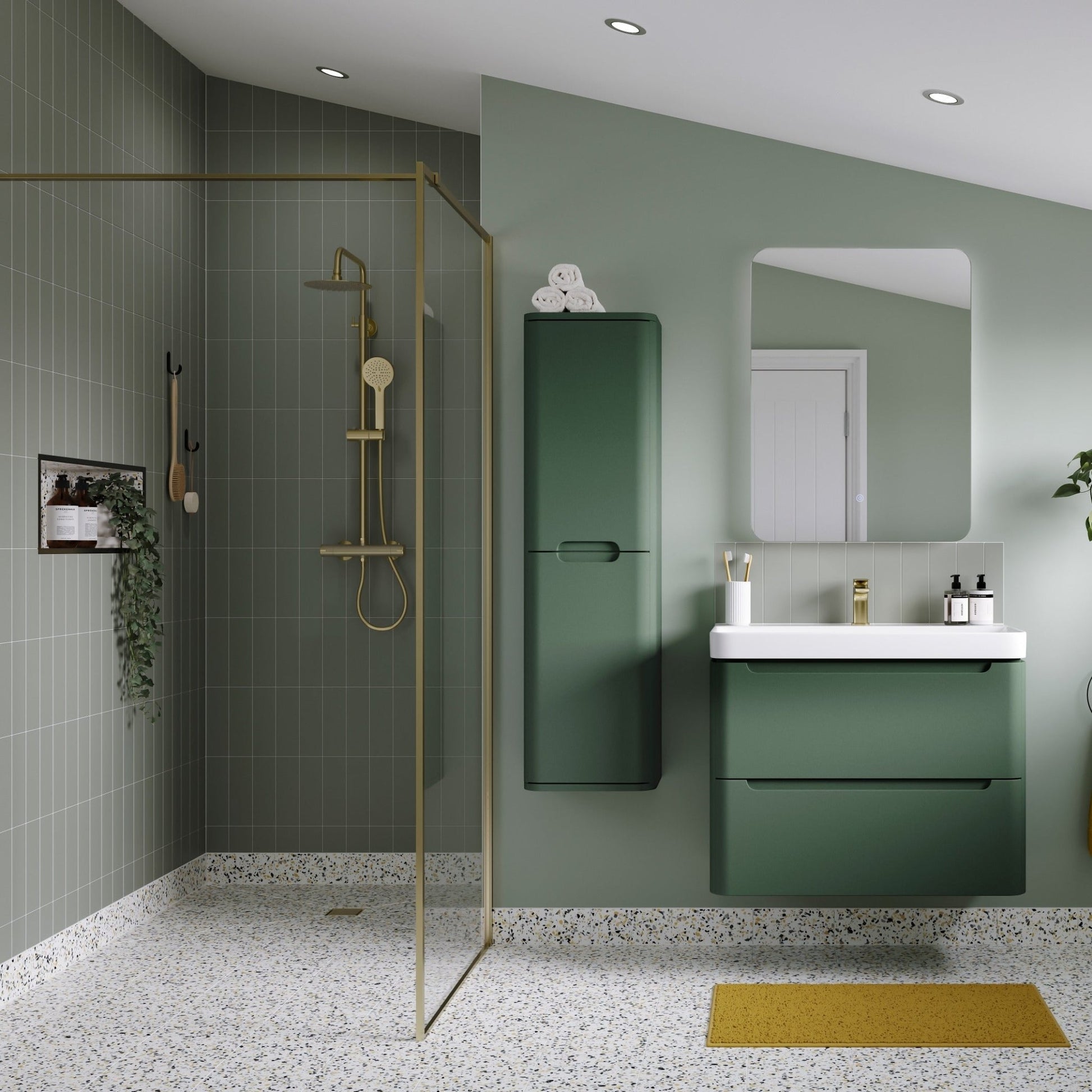 Cool-Touch Thermostatic Bar Mixer Shower & Riser - Brushed Brass - bathandtile