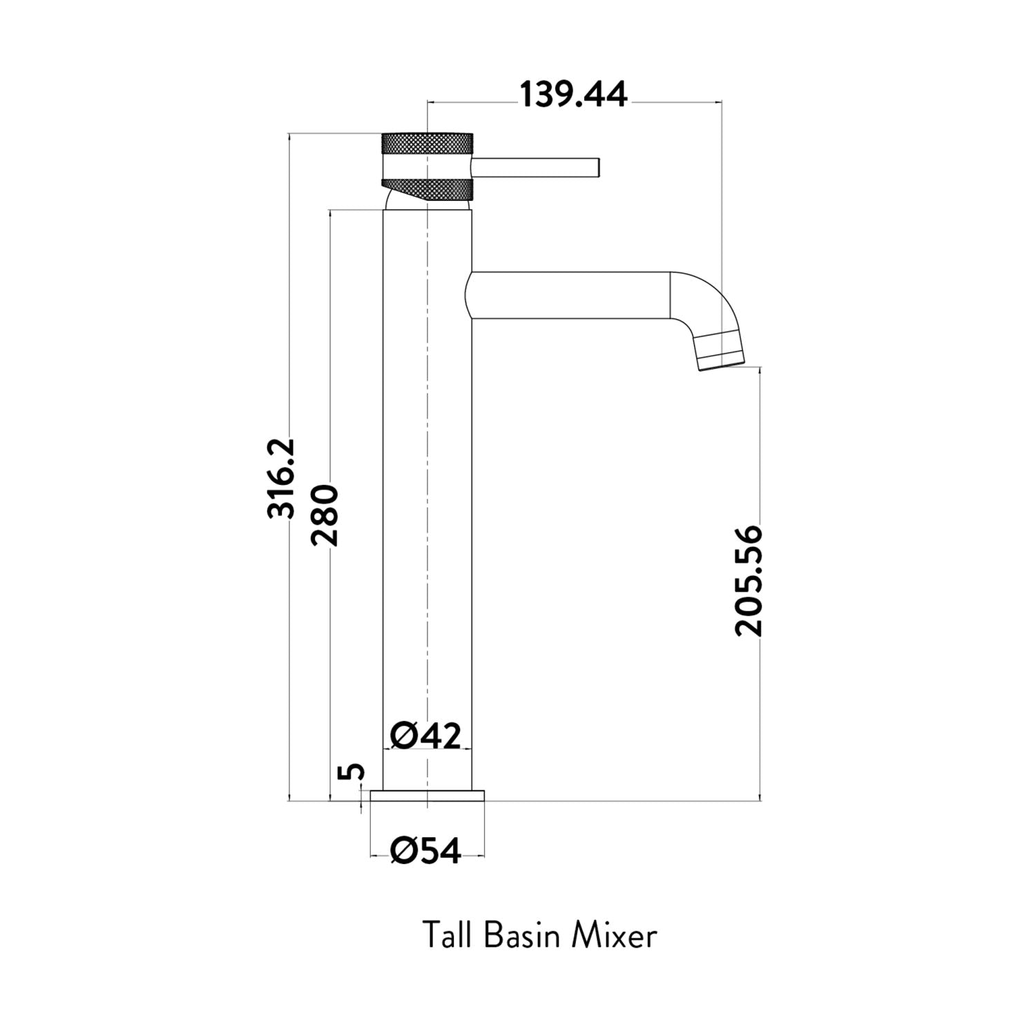 Core Tall Mono Basin Mixer Tap Black - bathandtile