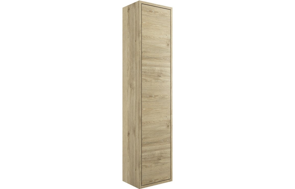 Cosimo 300mm 1 Door Wall Hung Tall Unit - Havana Oak - bathandtile