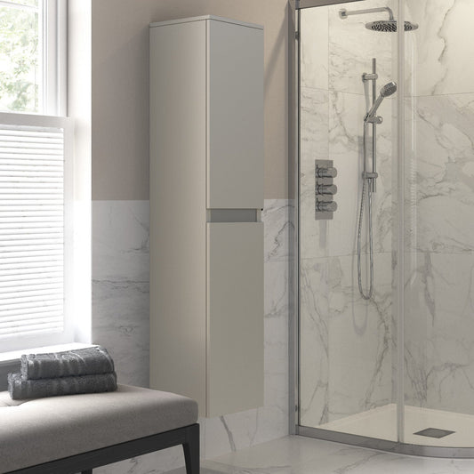 Dante 300mm 2 Door Wall Hung Tall Unit - Latte - bathandtile