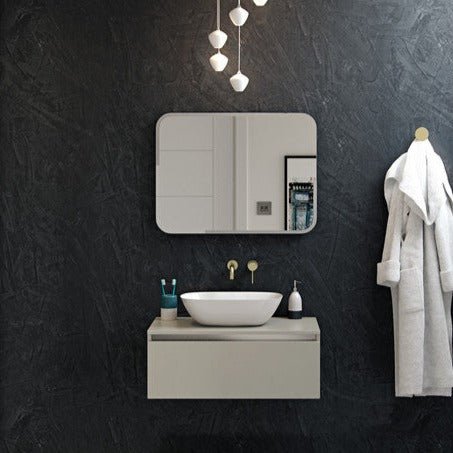 dante 600mm 1 drawer wall hung basin unit with top latte, Alessio, Wall Hung Vanity Unit, 1
