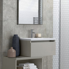 Dante 615mm 1 Drawer Wall Hung Basin Unit Inc. Basin - Latte