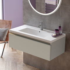 Dante 815mm 1 Drawer Wall Hung Basin Unit Inc. Basin - Latte