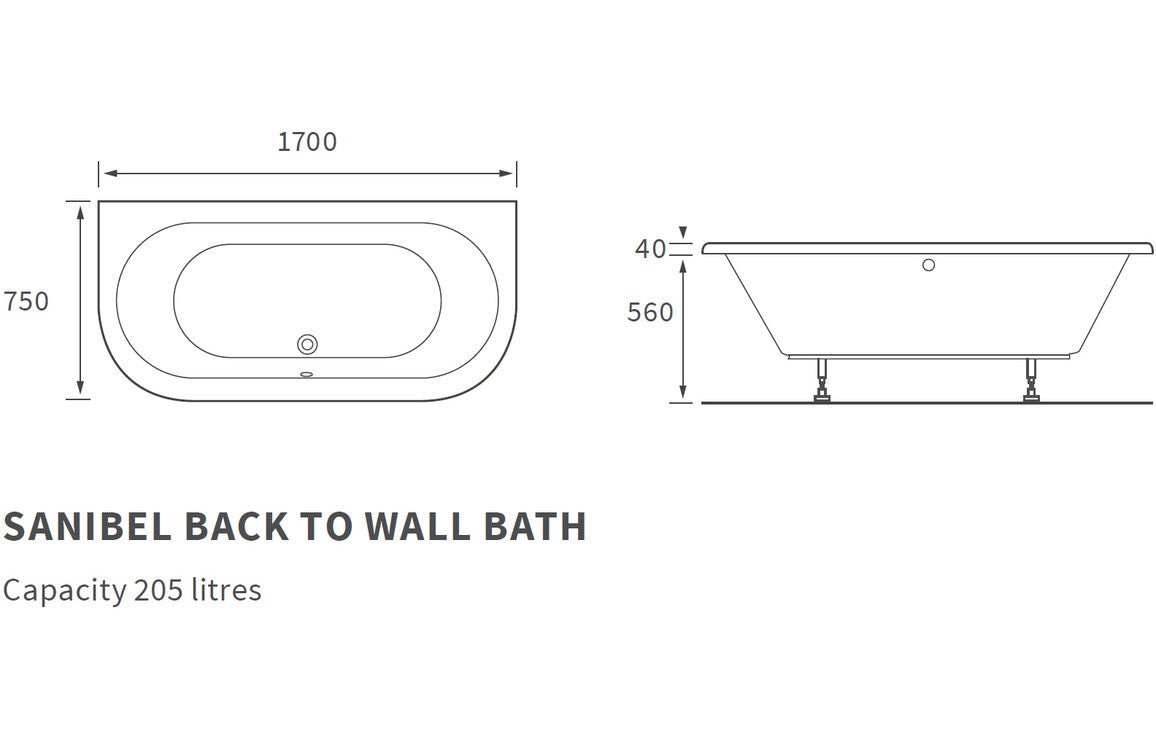 Donatello Back To Wall Bath 1700x750x600mm & Bath Panel - bathandtile