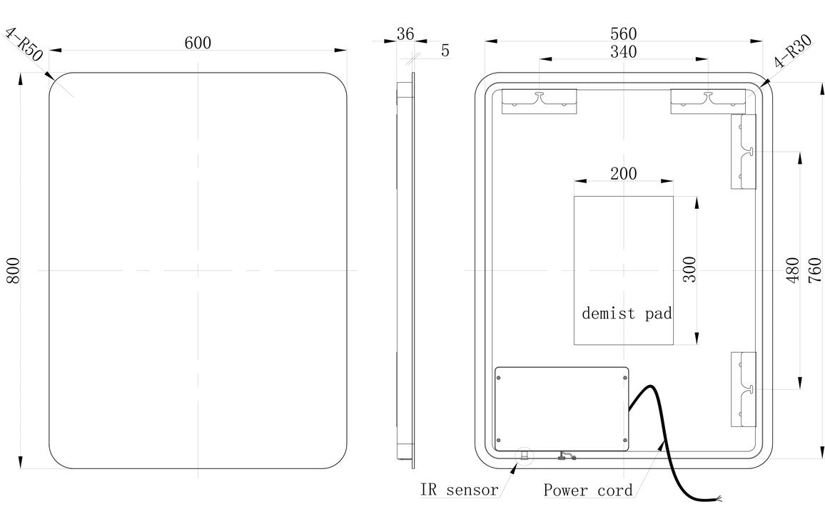 Edge 600x800mm Rectangle Back-Lit LED Mirror - bathandtile