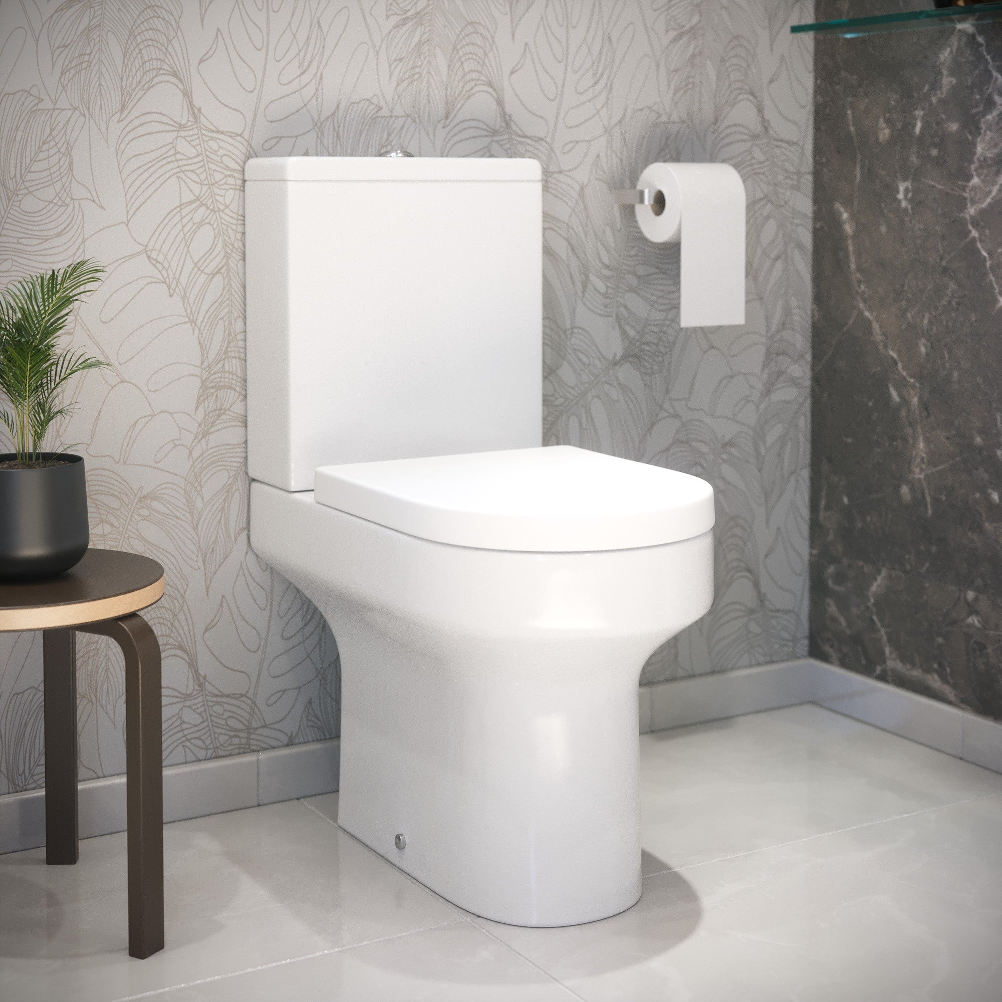 Elisa Close Coupled WC & Soft Close Toilet Seat - bathandtile