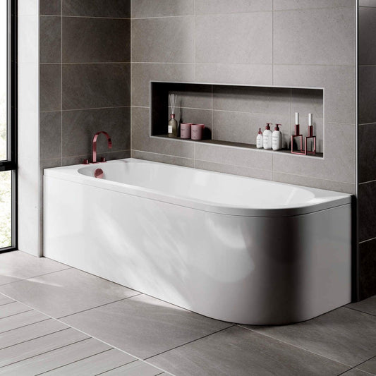 Enrico J Shape Corner Bath 1500x725x600mm & Bath Panel (LH) - bathandtile