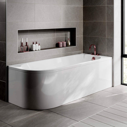enrico j shape corner bath 1500x725x600mm bath panel rh, Baths, Straight Baths, Alessio, 1
