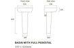 esta basin full pedestal 555x430mm 1th, Alessio, Basins, Full Pedestal Basin, 4