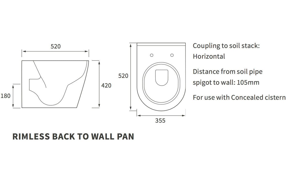 Esta Rimless Back To Wall Comfort Height WC & Soft Close Seat - bathandtile