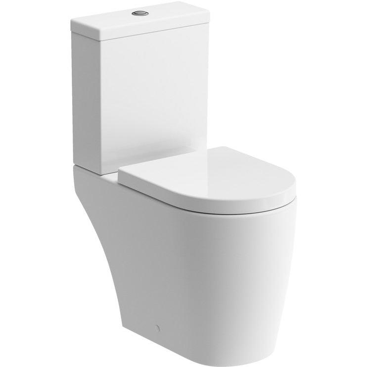 Esta Rimless Close Coupled Open Back WC & Soft Close Toilet Seat - bathandtile