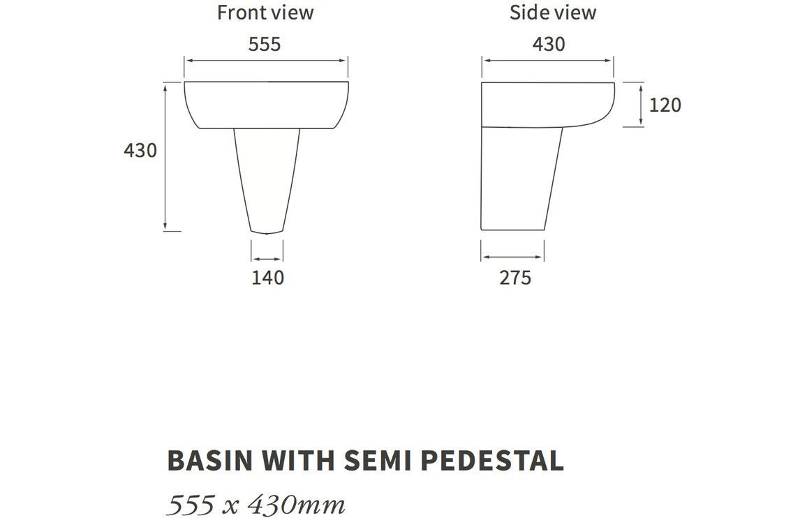 Esta Wall Hung Basin & Semi Pedestal 555x430mm - bathandtile