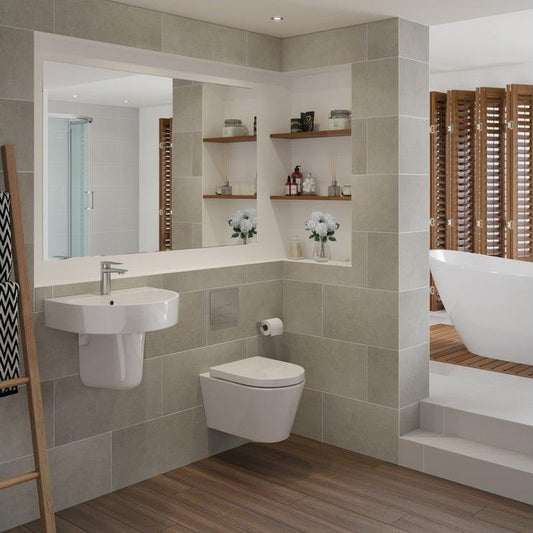 esta wall hung basin semi pedestal 555x430mm, Alessio, Basins, Semi Pedestal Basins, Wall Hung Basins, 1