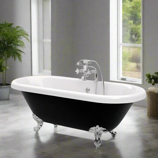 Fabia Black Freestanding Bath 1690x740x620mm - bathandtile