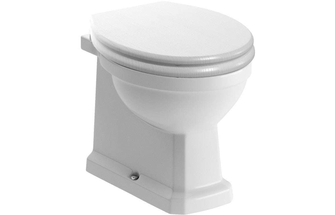 Florence Back To Wall WC & Lucia Satin White Wood Effect Toilet Seat - bathandtile