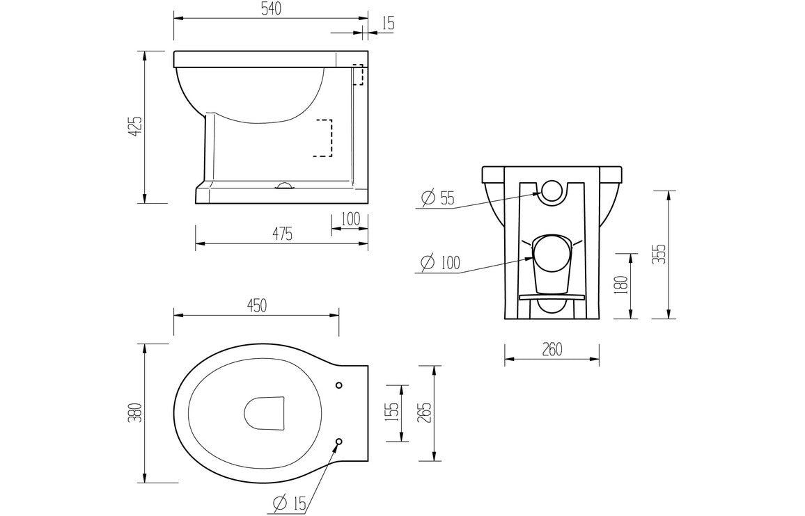 Florence Back To Wall WC & Lucia Satin White Wood Effect Toilet Seat - bathandtile