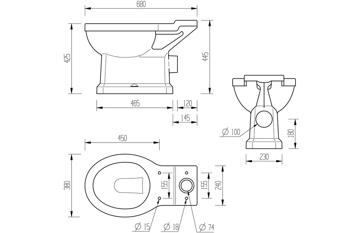 Florence Close Coupled WC & Grey Ash Soft Close Toilet Seat - bathandtile