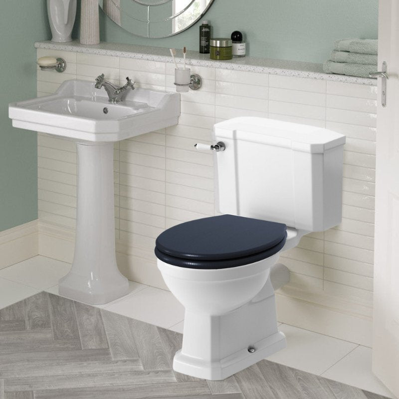 Florence Close Coupled WC & Indigo Ash Soft Close Toilet Seat - bathandtile