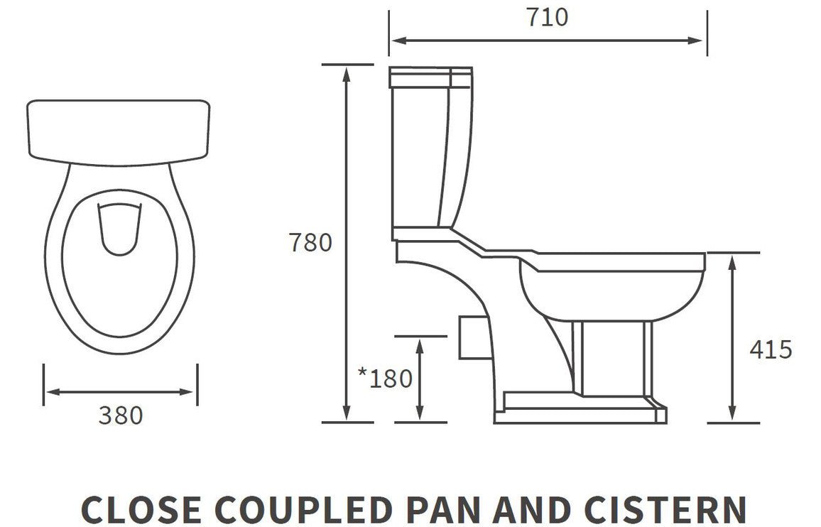 Florence Close Coupled WC & Standard Soft Close Toilet Seat - bathandtile