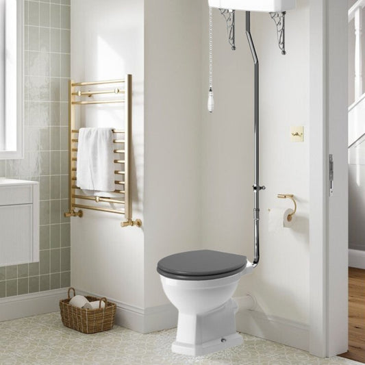 Florence High Level WC & Grey Ash Soft Close Toilet Seat - bathandtile