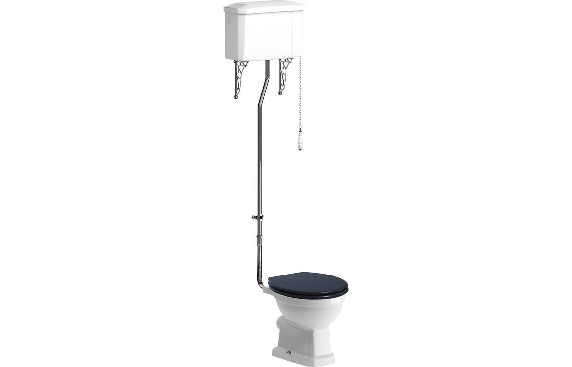 Florence High Level WC & Indigo Ash Soft Close Toilet Seat - bathandtile